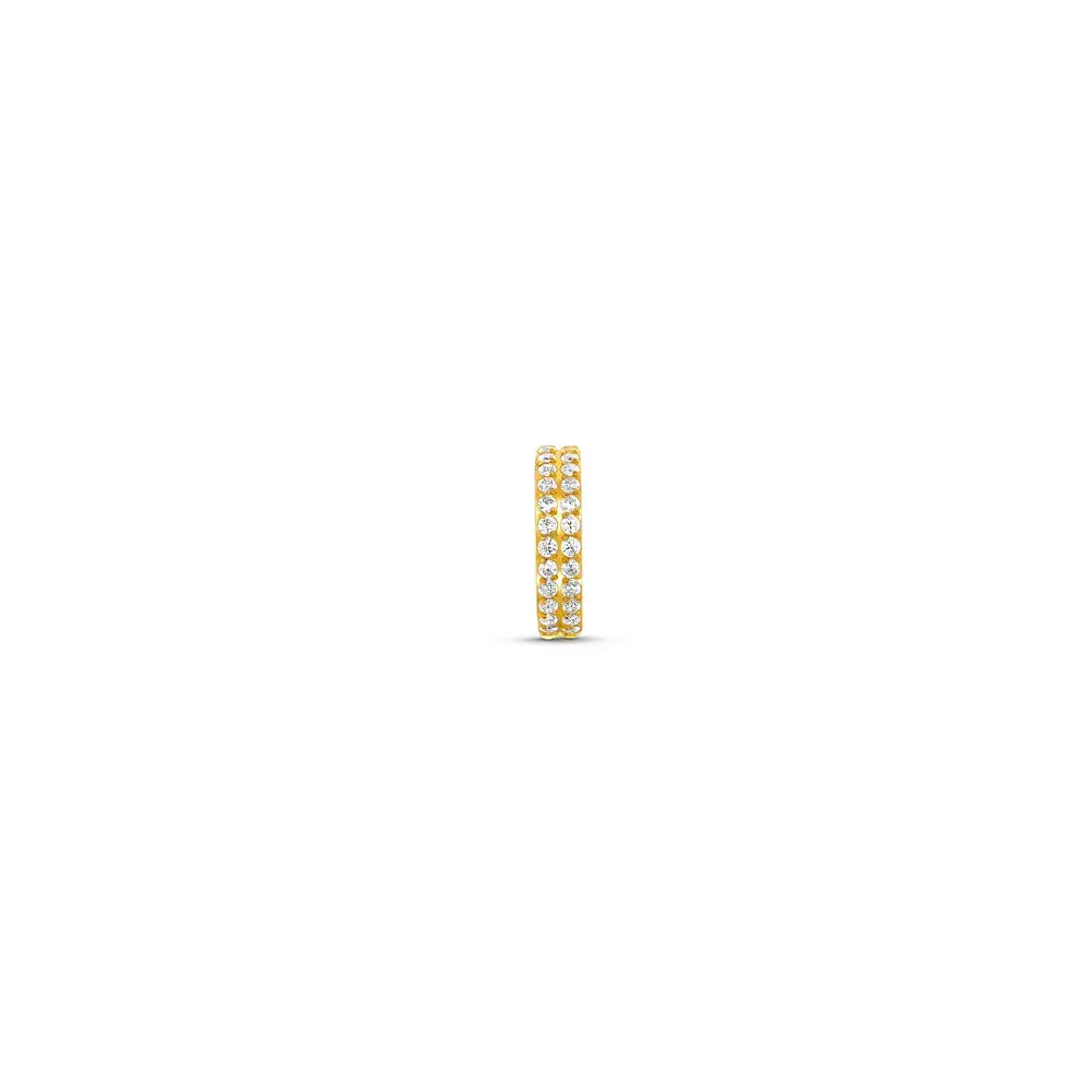 Piercing Life Argola Dupla Aço Dourado Cravejado, 27 mm