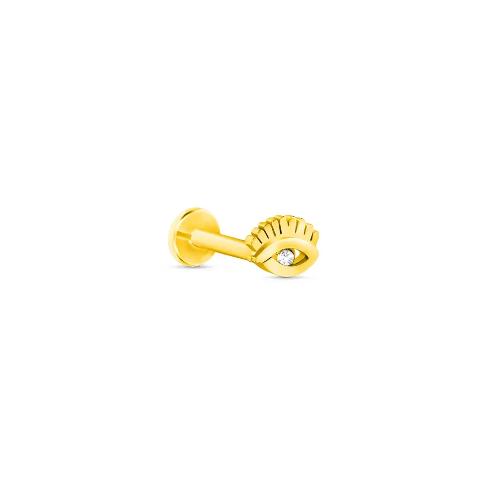 Piercing Life Olho Aço Dourado Cravejado — imagem 1