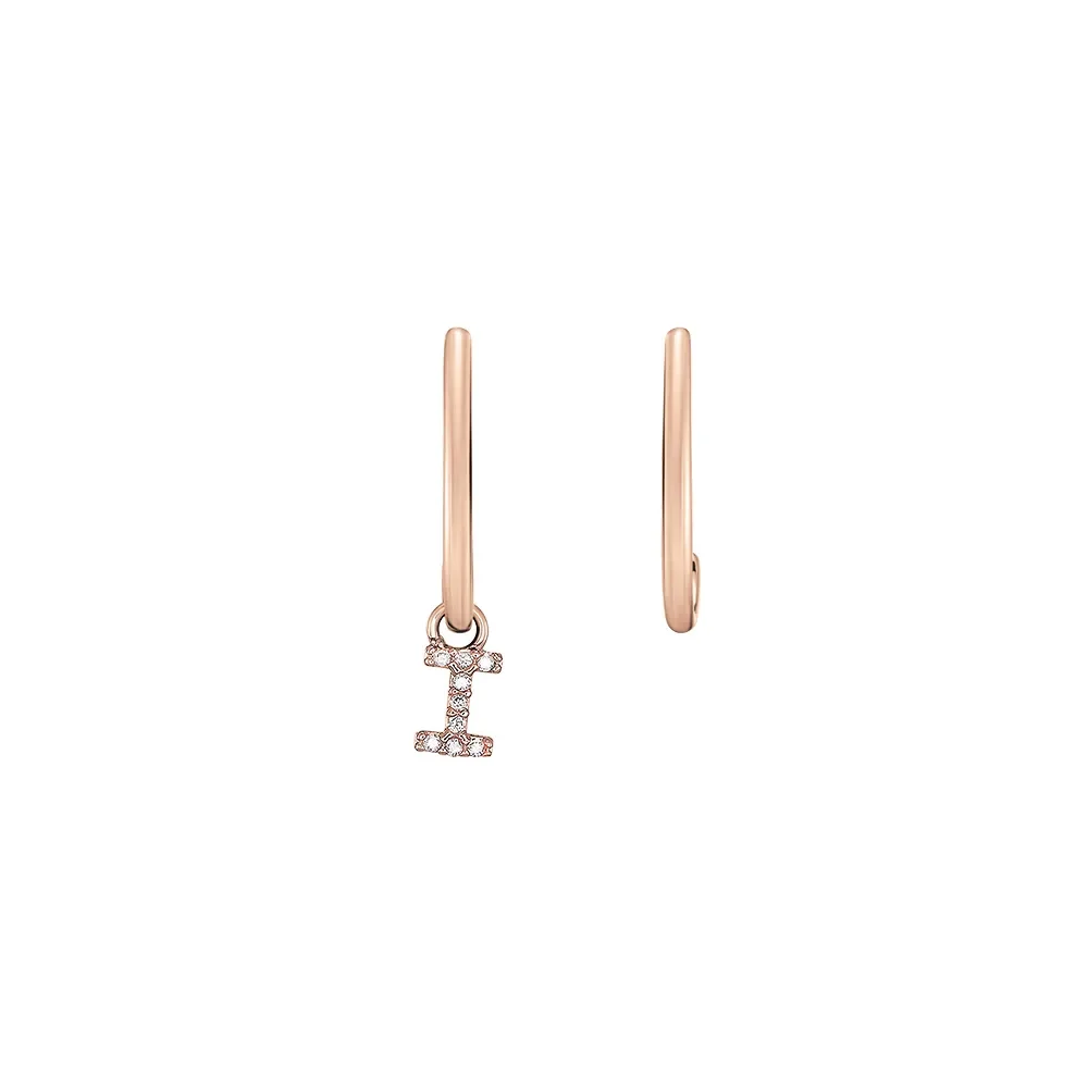 Brinco Letra I em Ouro Rosé 18k com Diamantes — imagem 1