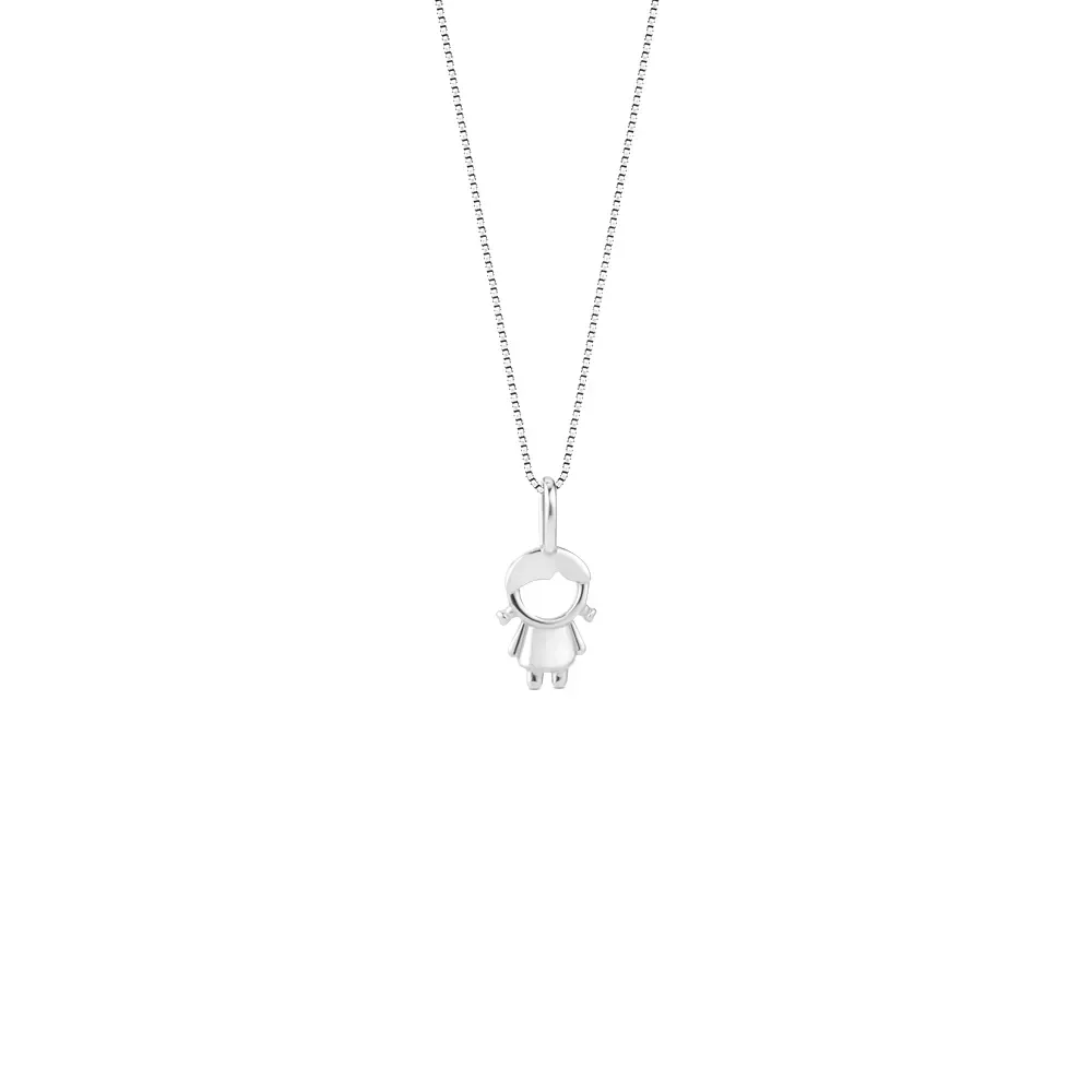 Pingente Menina em Ouro Branco 18k, 10mm — imagem 1