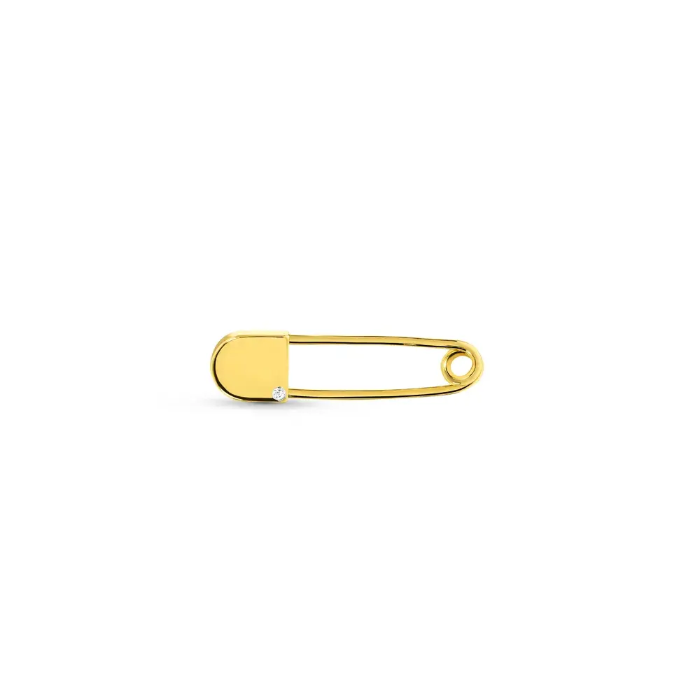 Alfinete Baby em Ouro Amarelo 18k com Safira Incolor