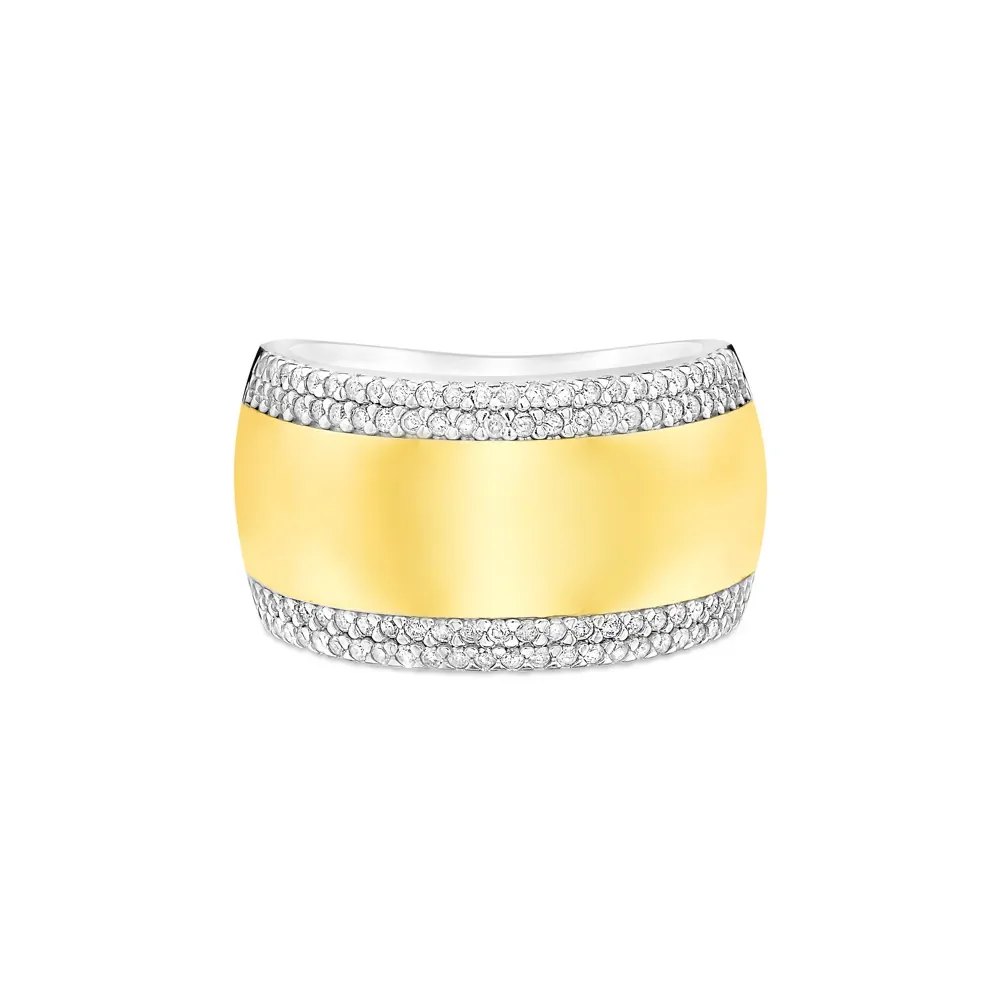 Anel Tulum em Prata 925 e Ouro Amarelo 18k com Diamantes — imagem 1