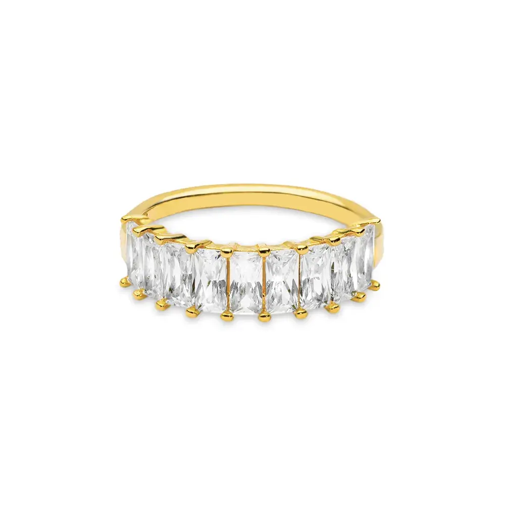Anel Life Aparador III em Prata 925 com Banho de Ouro Amarelo 18k e Pedras Incolores