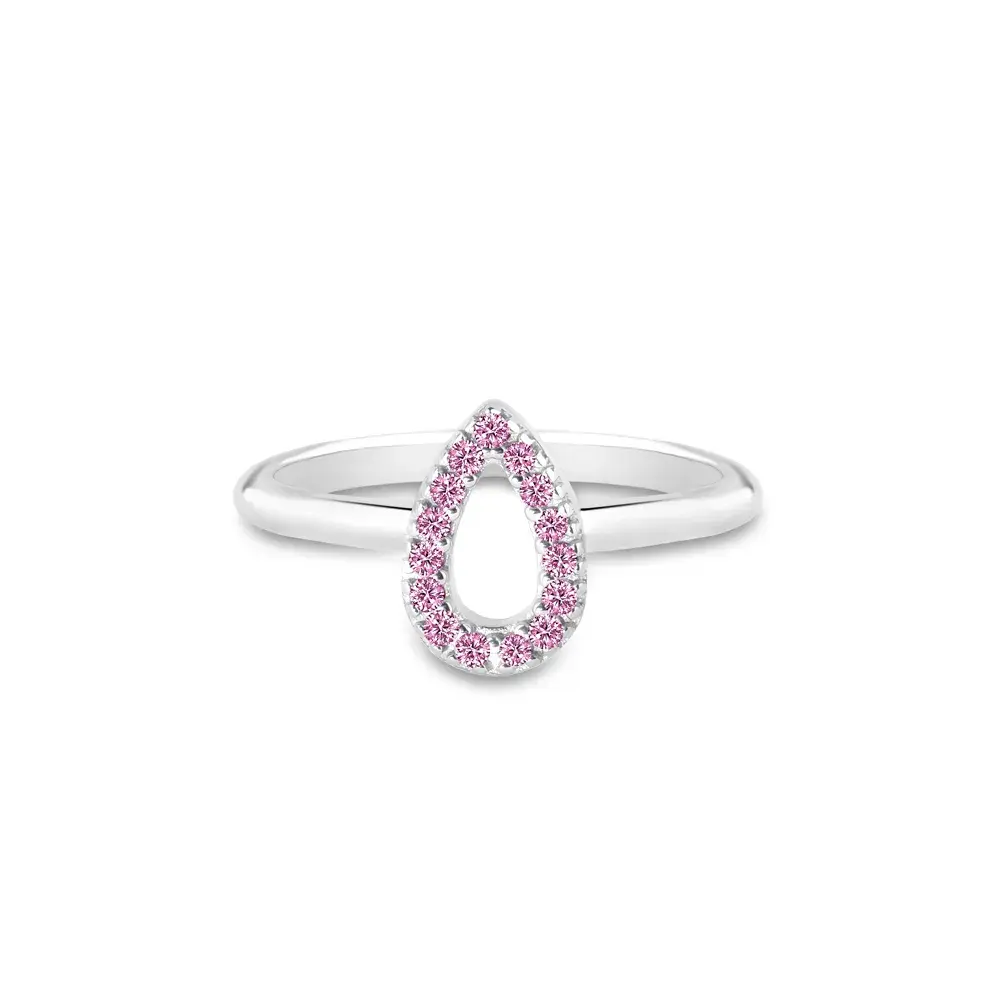 Anel Life Astro Gota em Prata 925 com Pedras Rosas
