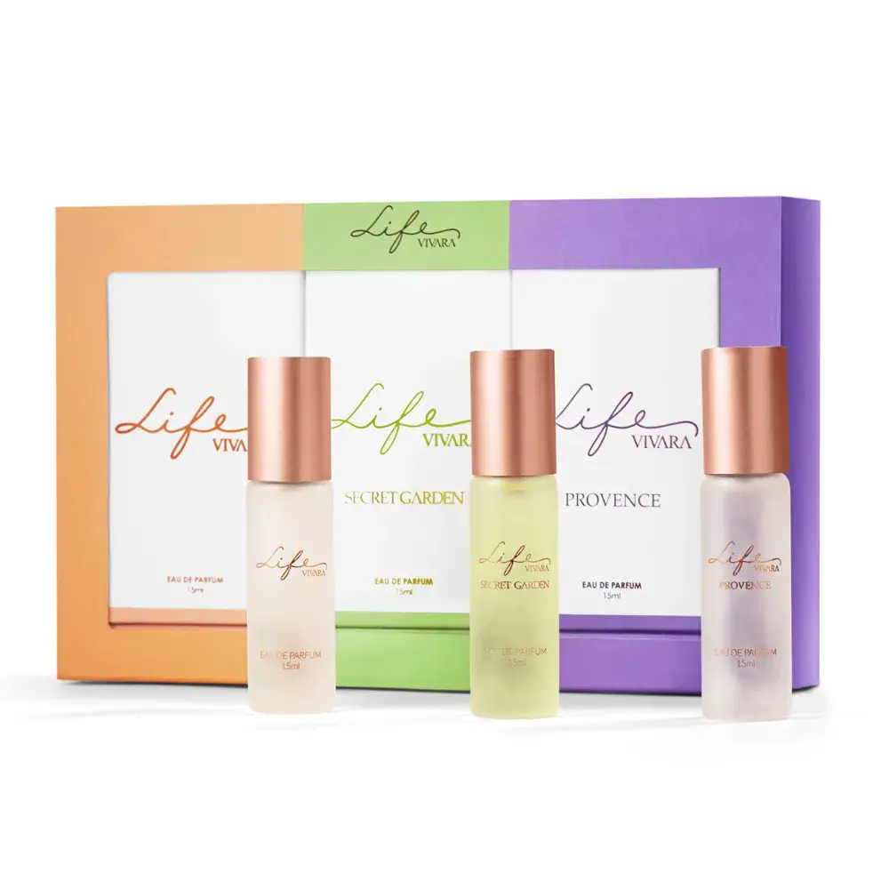 Kit 3 Perfumes Life Vivara Life Secret Garden e Life Provence 15ml Cada