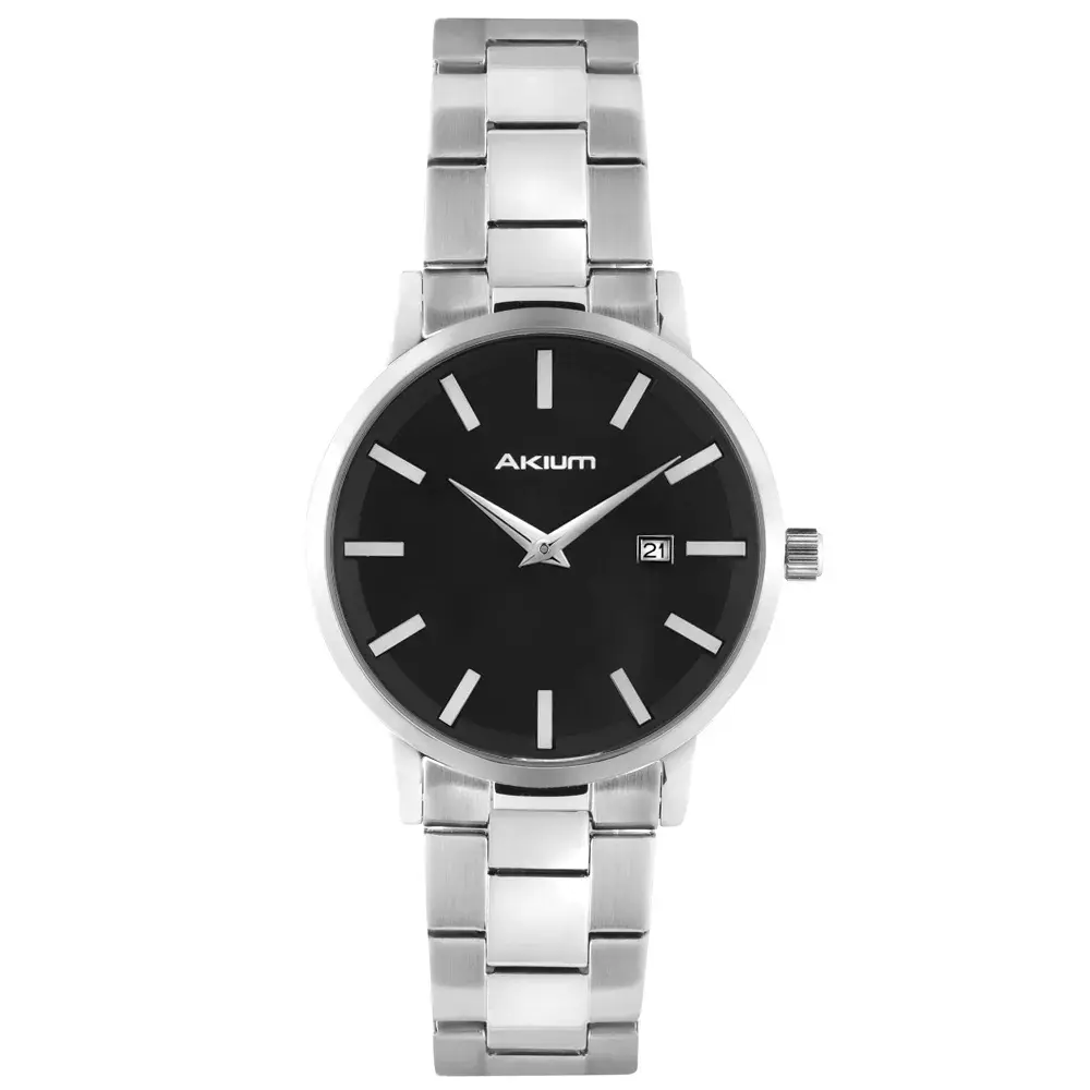 Relógio Akium Slim Masculino Aço Prateado