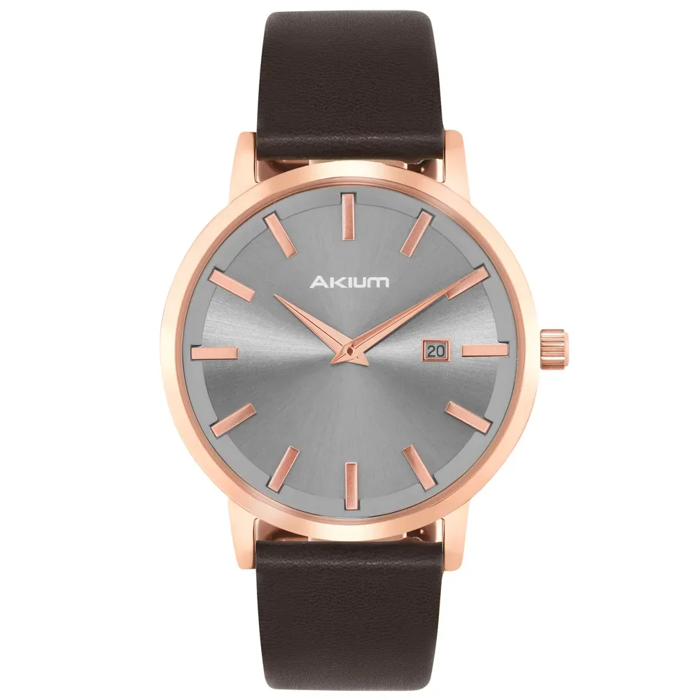 Relógio Akium Slim Masculino Couro Marrom — imagem 1