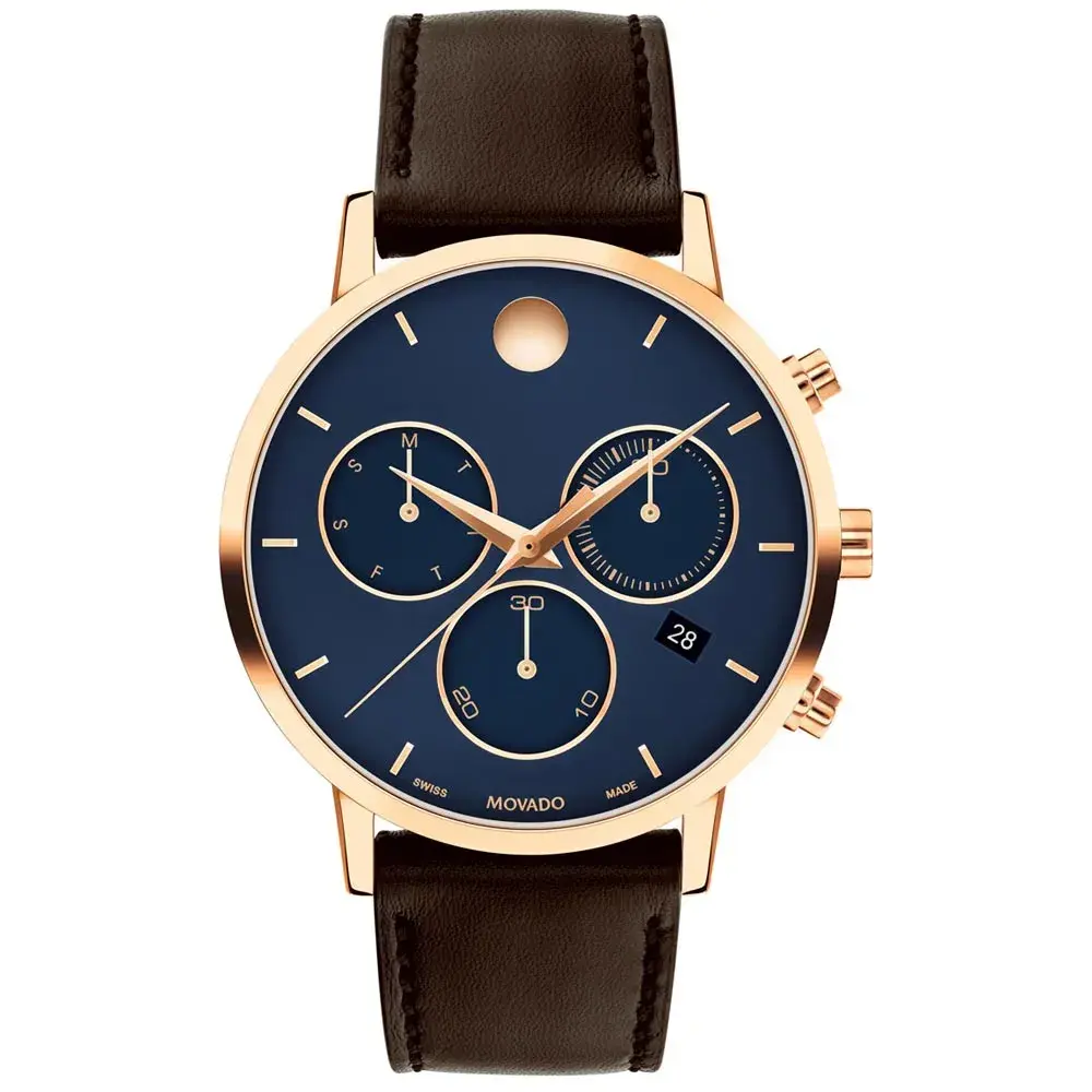 Relógio Movado Masculino Couro Marrom 607844