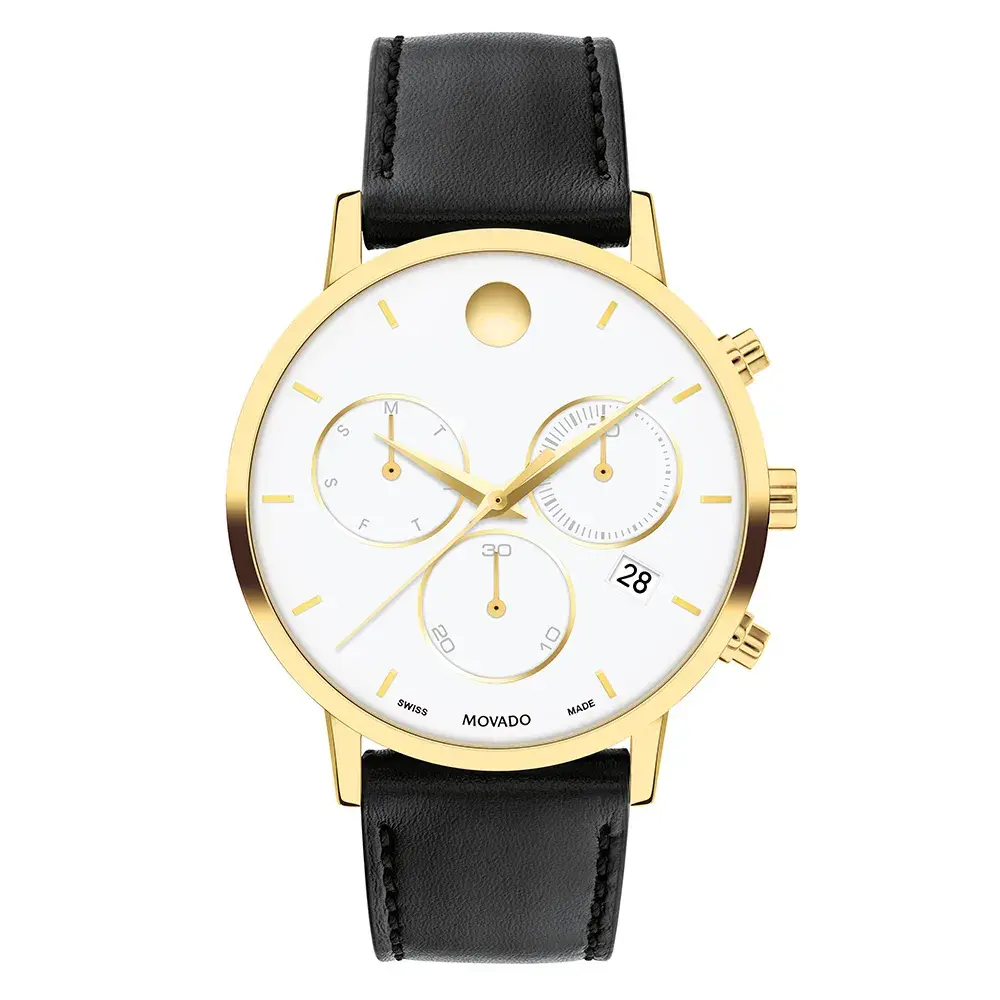 Relógio Movado Masculino Couro Preto 607888