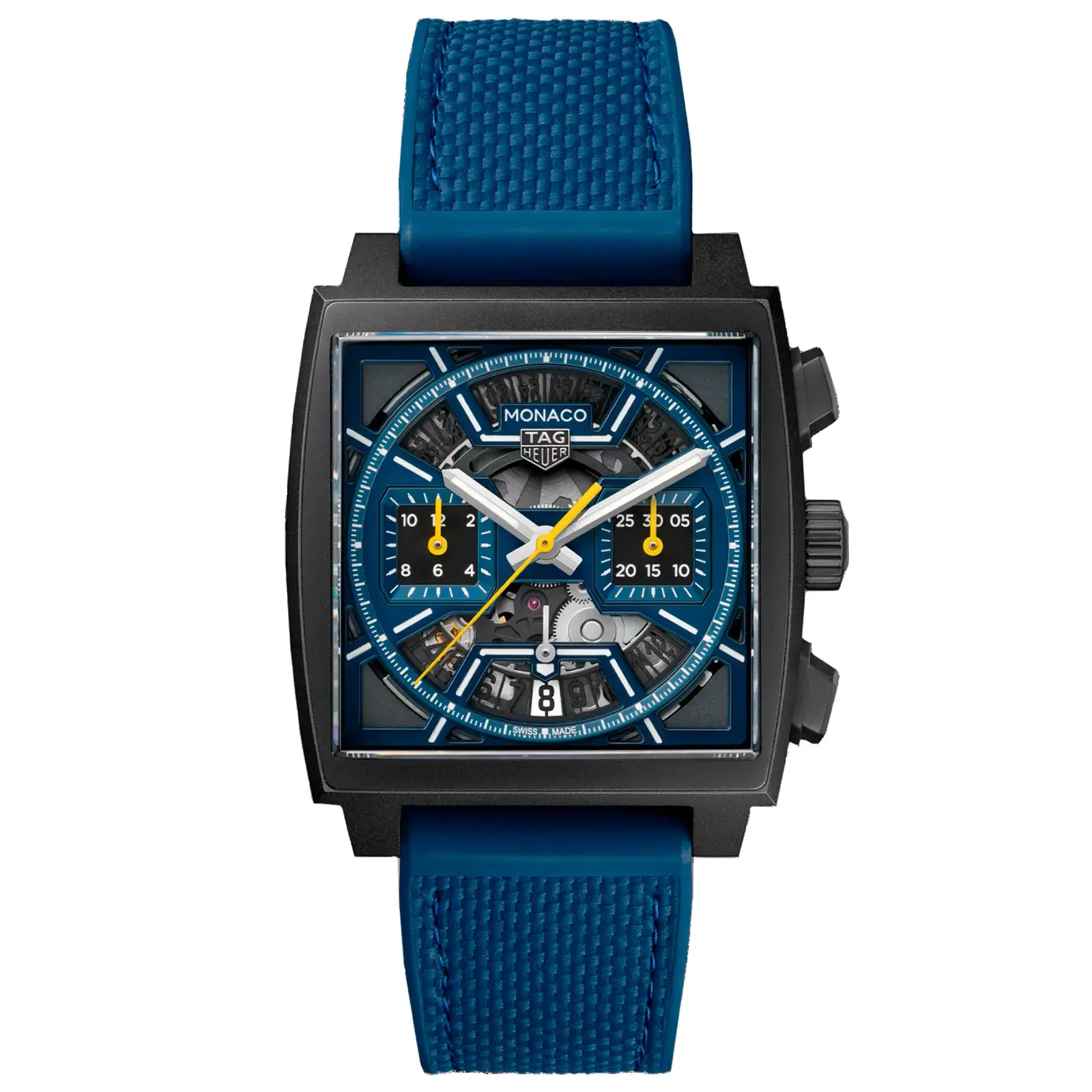 Relógio Tag Heuer Monaco Automático Masculino em Couro e Borracha Azul CBL2188.FT6261