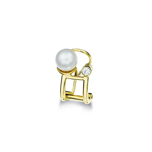Piercing Una em Ouro Amarelo 18k com Pérola e Diamante — imagem 1