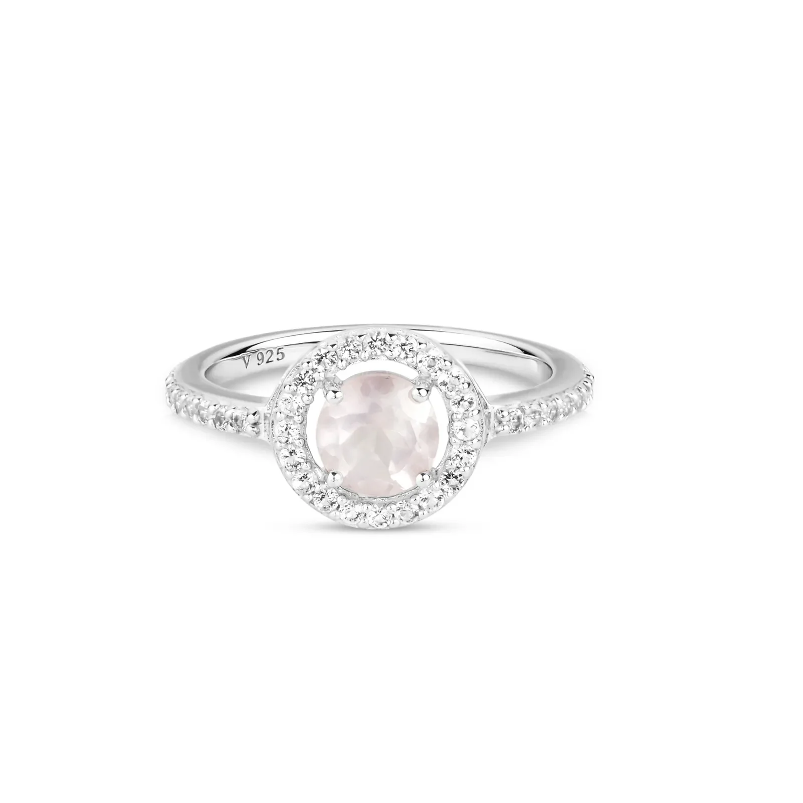 Anel em Prata 925 com Quartzo Rosa e Topázios Incolores — imagem 1