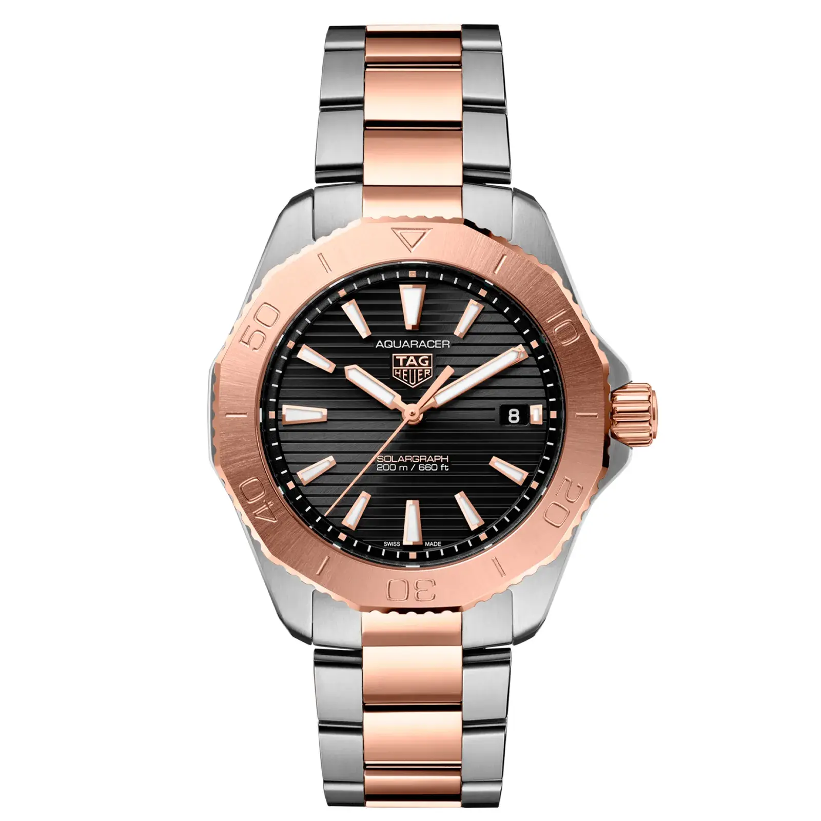 Relógio Tag Heuer Aquaracer Solar Masculino em Aço Prateado e Rosé WBP1121.BB0003
