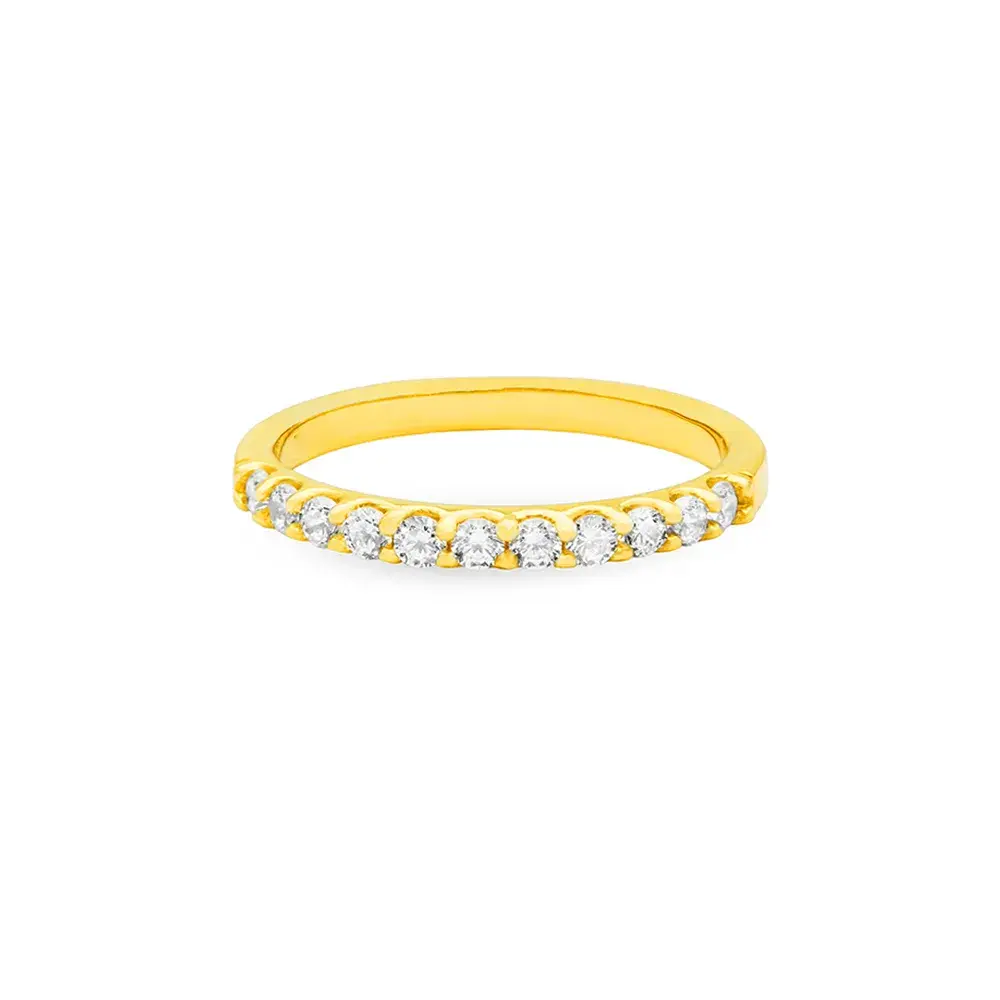 Anel Life Aparador em Prata 925 com Banho de Ouro Amarelo 18k e Pedras Incolores