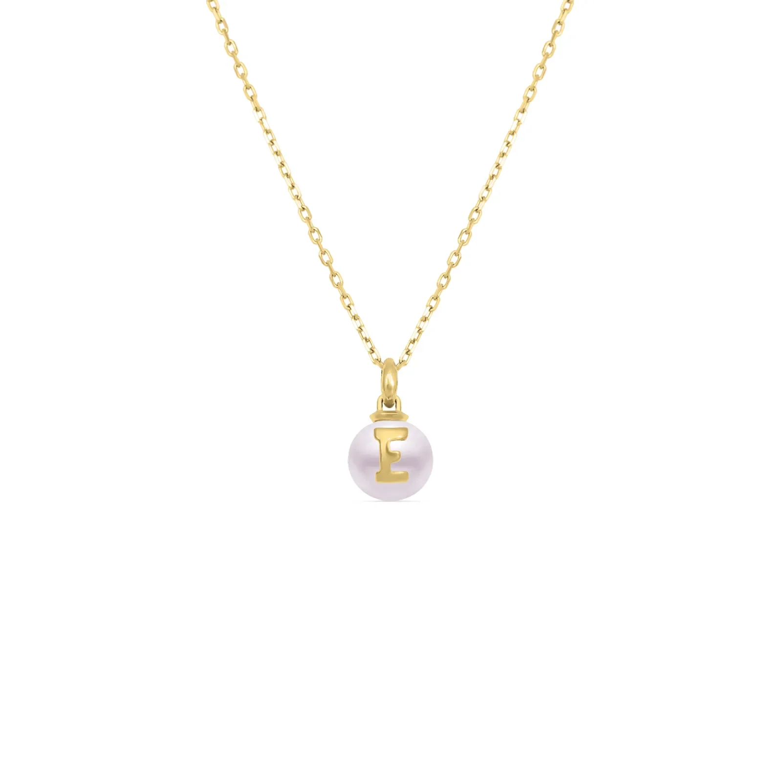 Pingente Letra E em Ouro Amarelo 18k com Pérola — imagem 1