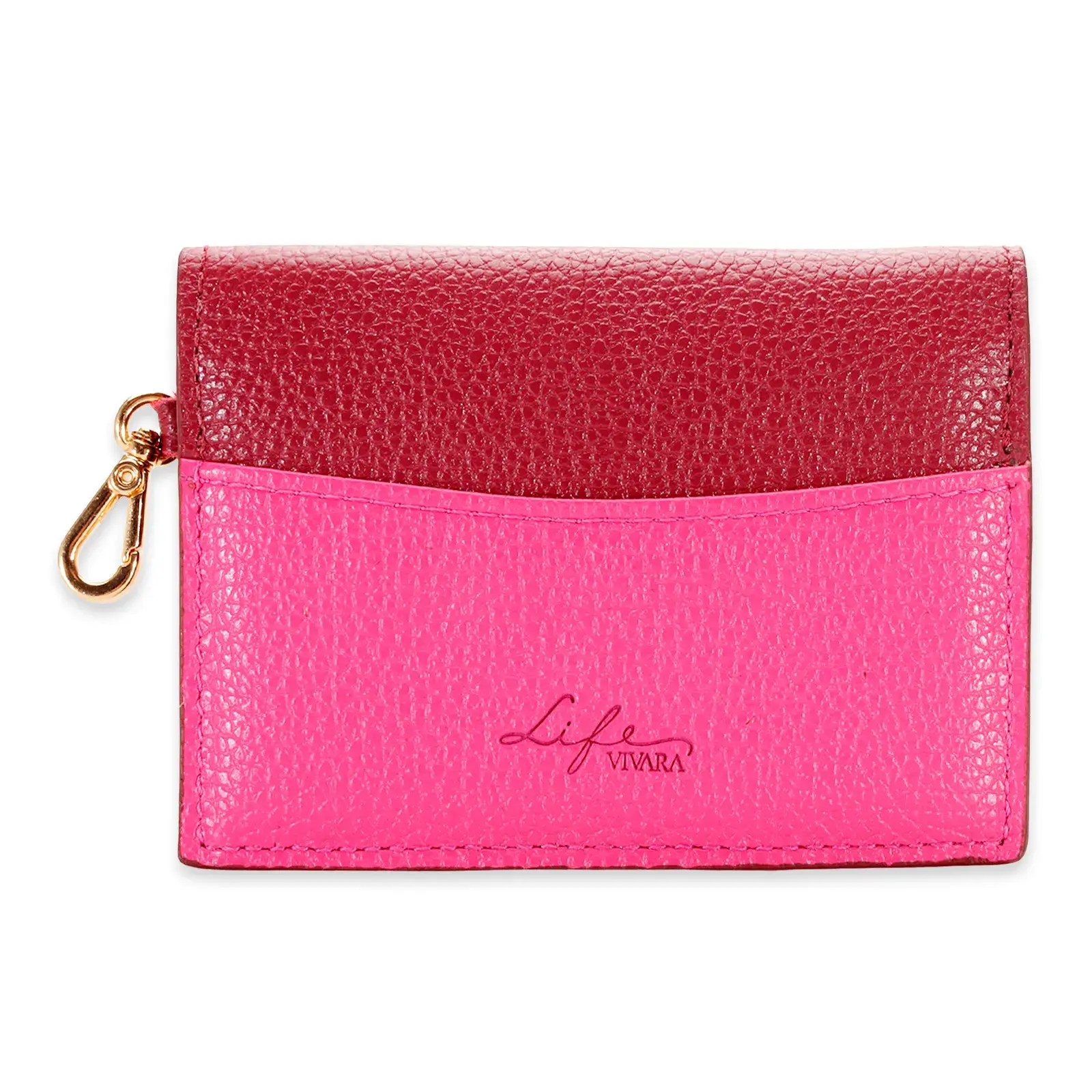 Carteira Life em Couro Vermelho e Rose Pink