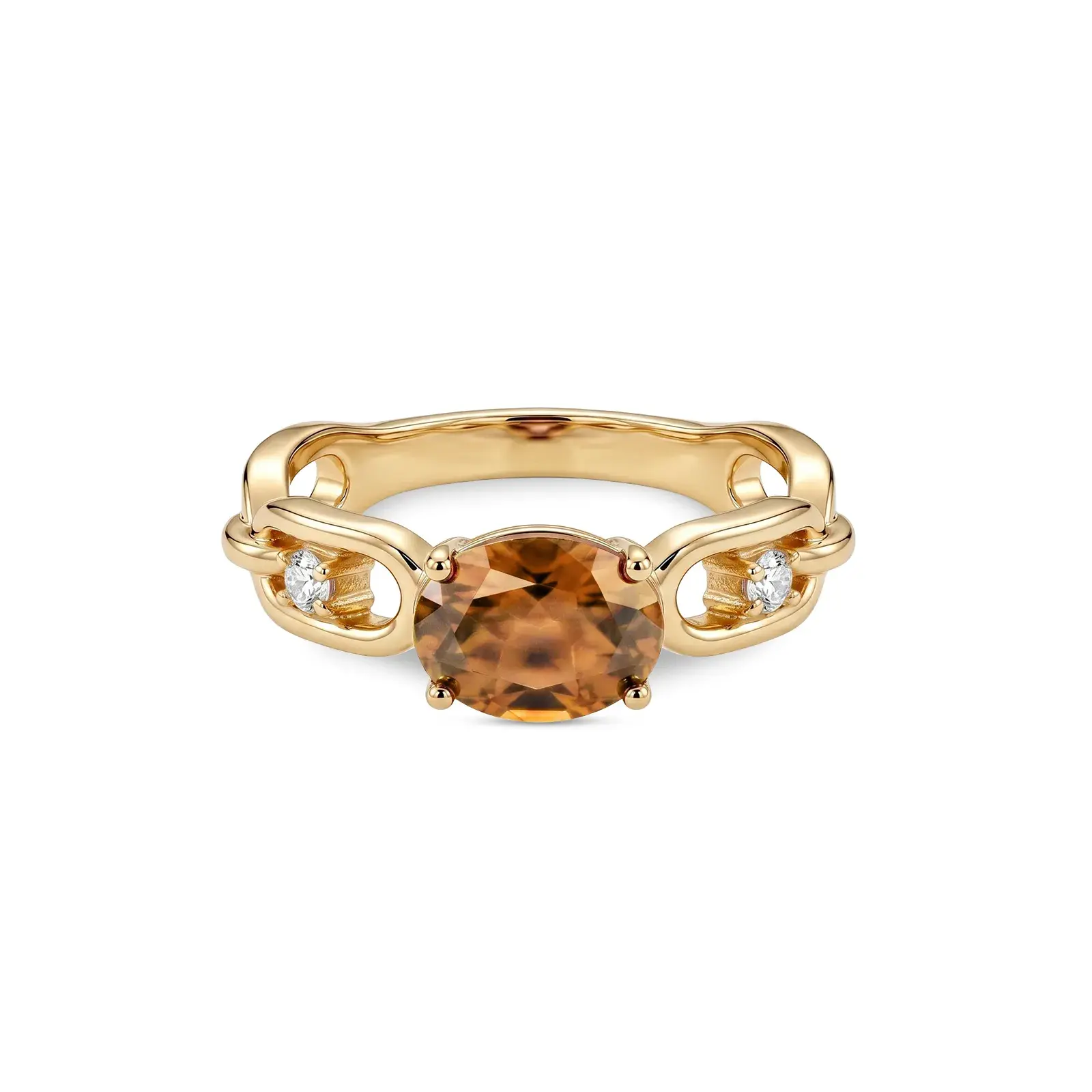 Anel Life Astra em Prata 925 com Banho de Ouro Amarelo 18K e Zircôrnia Incolor e Marrom