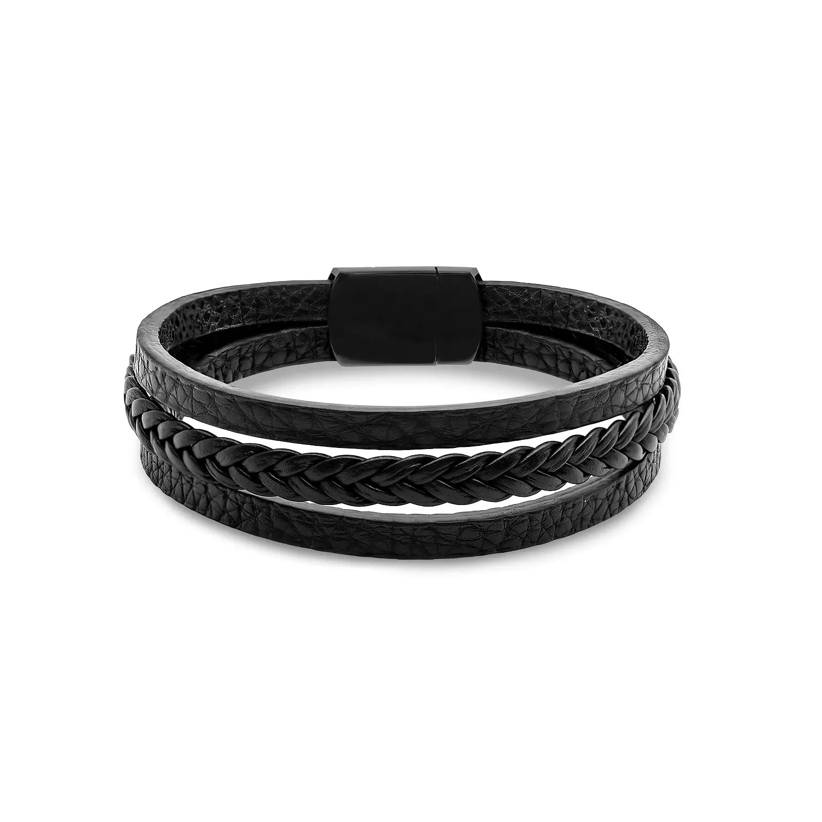 Pulseira Life Masculino em Aço e Couro — imagem 1