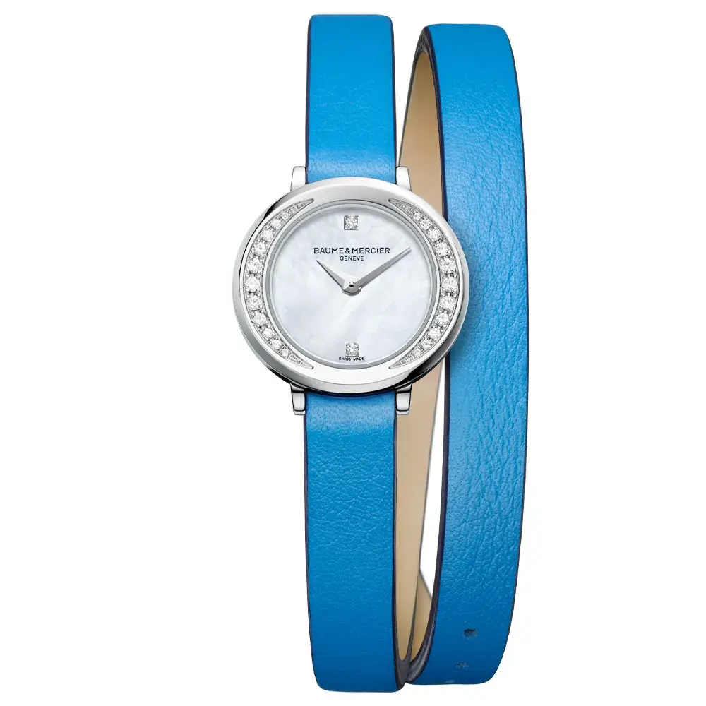 Relógio Baume & Mercier Feminino Couro Azul M0A10288 05 ATM