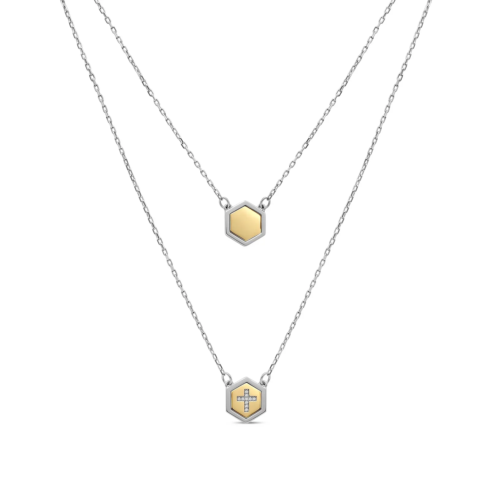 Escapulário Brave em Prata 925 e Ouro Amarelo 18K, 70 cm — imagem 1