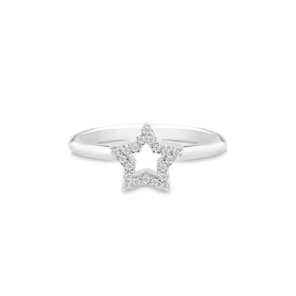 Anel Life Astro Estrela em Prata 925 com Pedras Incolores