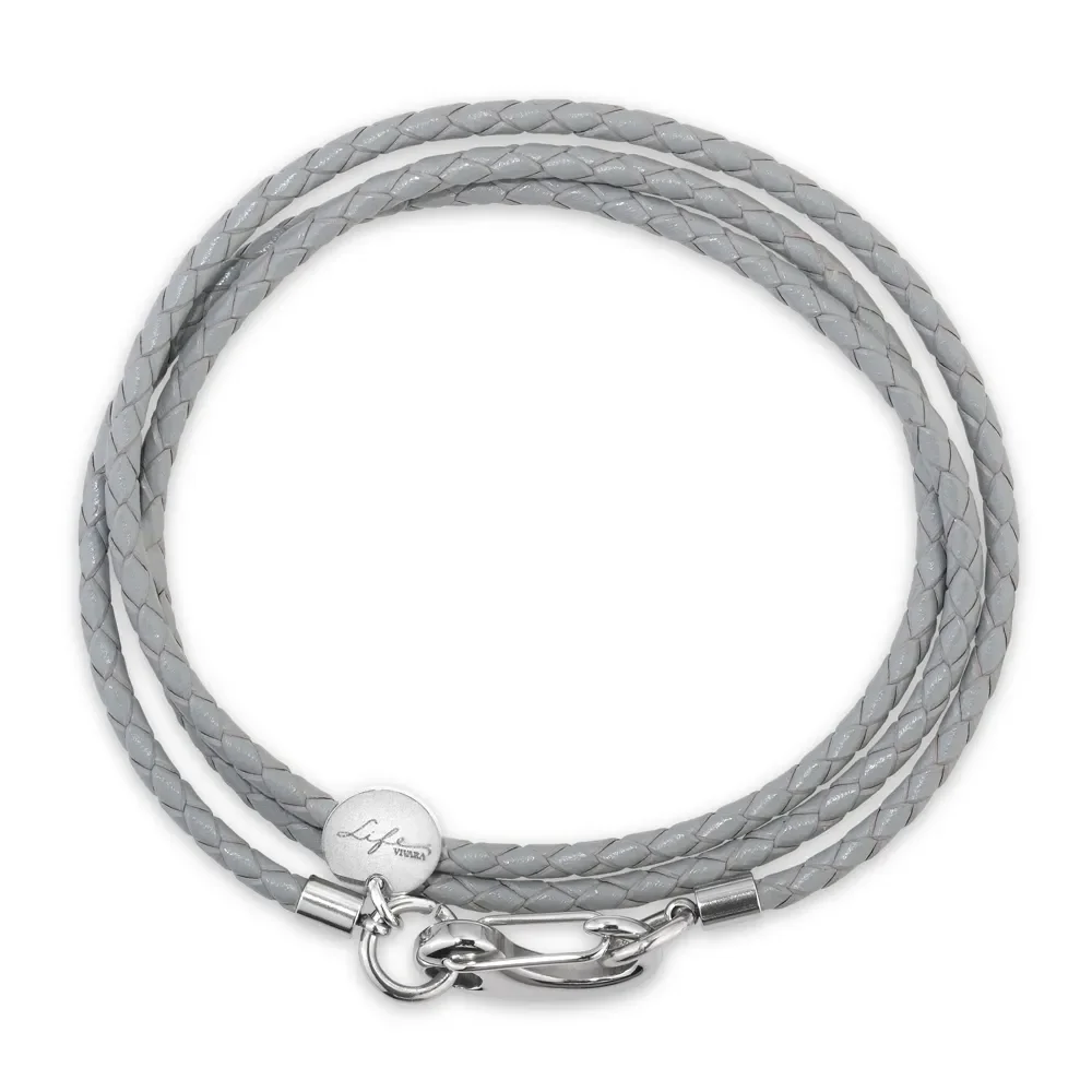 Pulseira Life Trançada em Couro Cinza — imagem 1