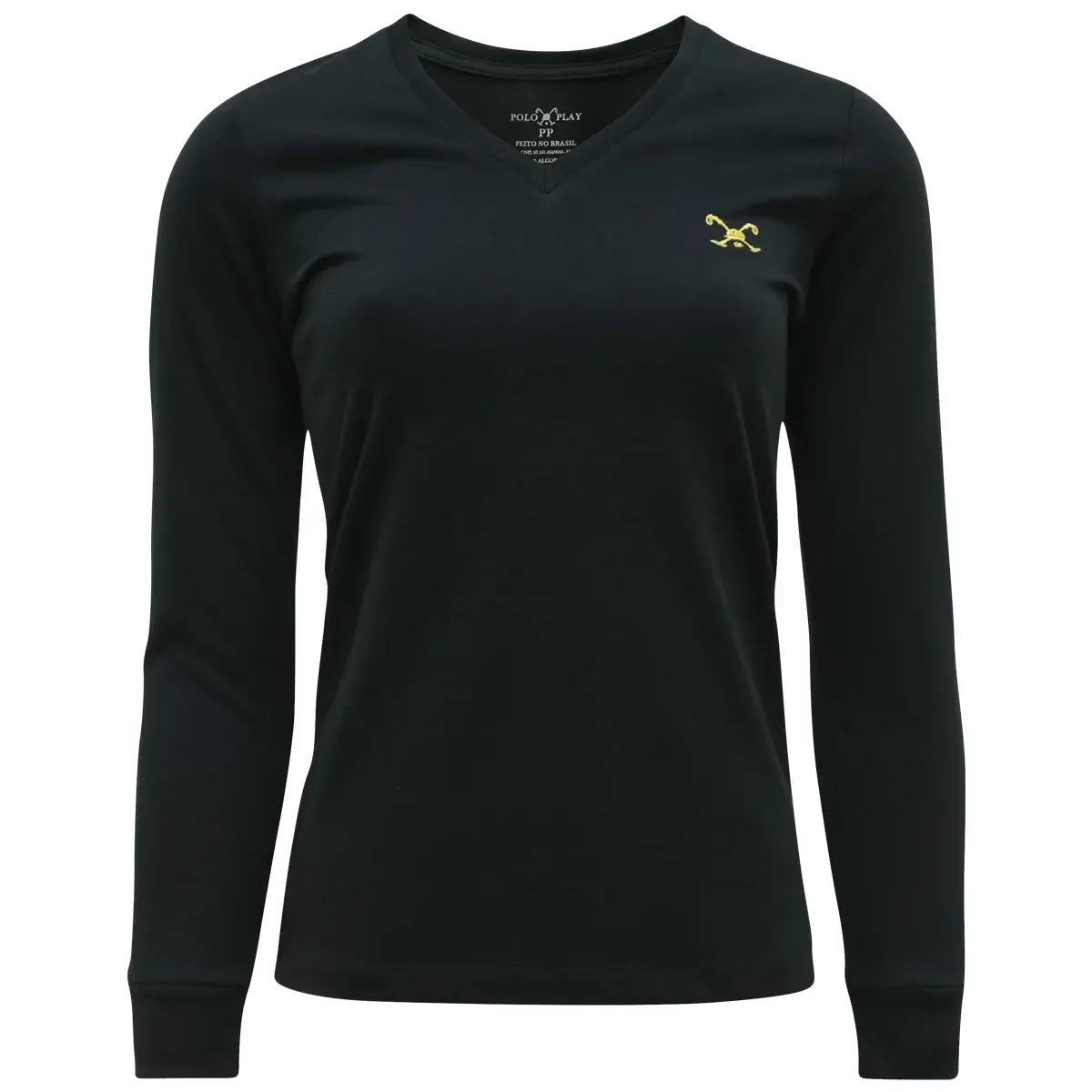 Camiseta Feminina Decote V Manga Longa