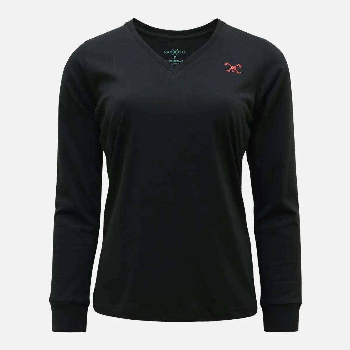 Camiseta Feminina Decote V Manga Longa Tc Zig Zag