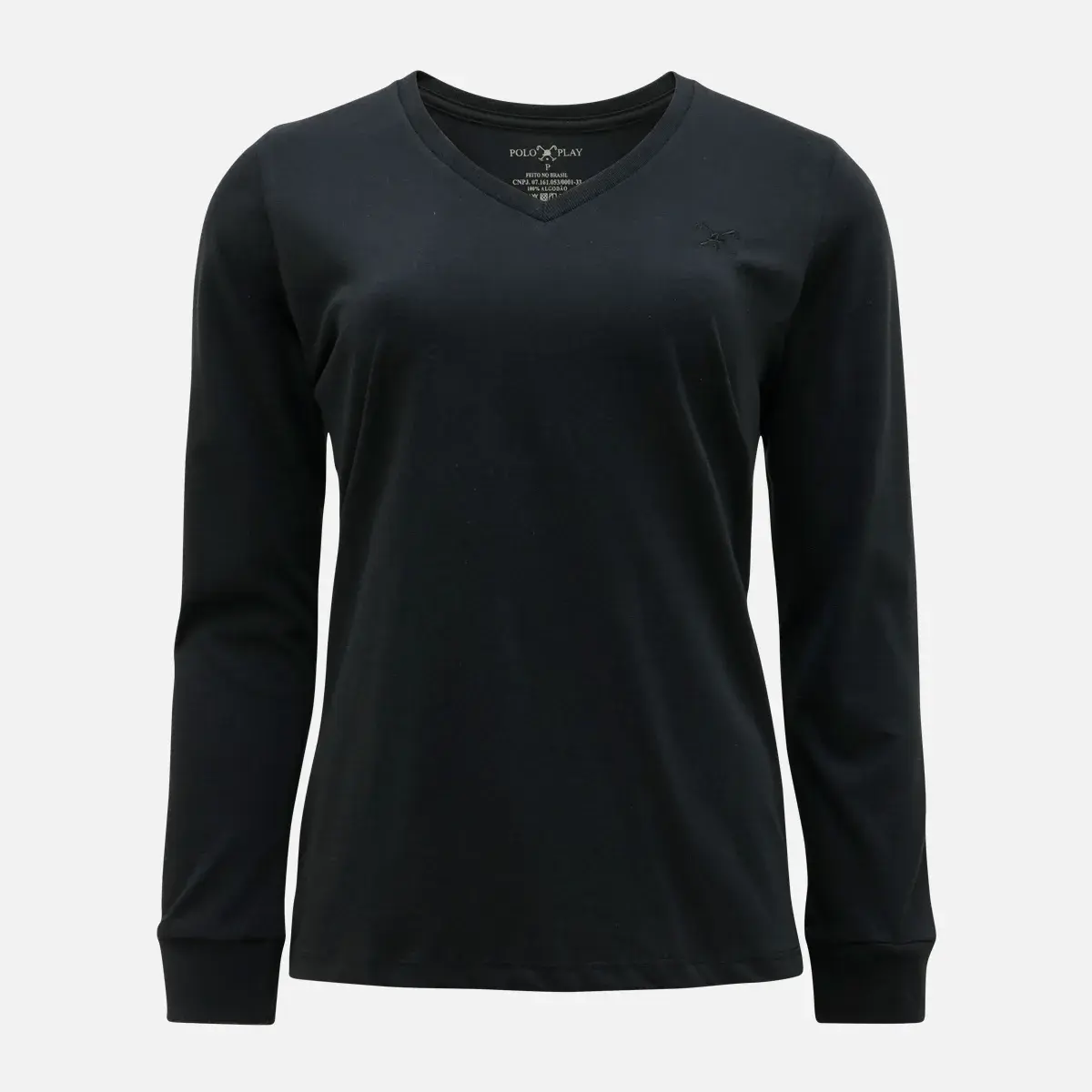 Camiseta Gola V Feminina Manga Longa
