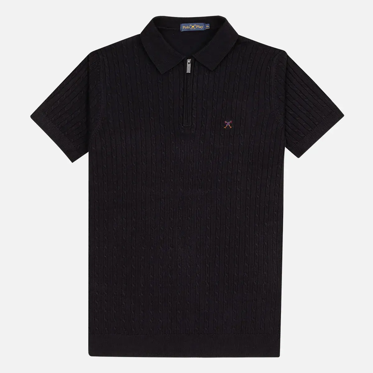 Polo Tricot com Ziper Jacquard