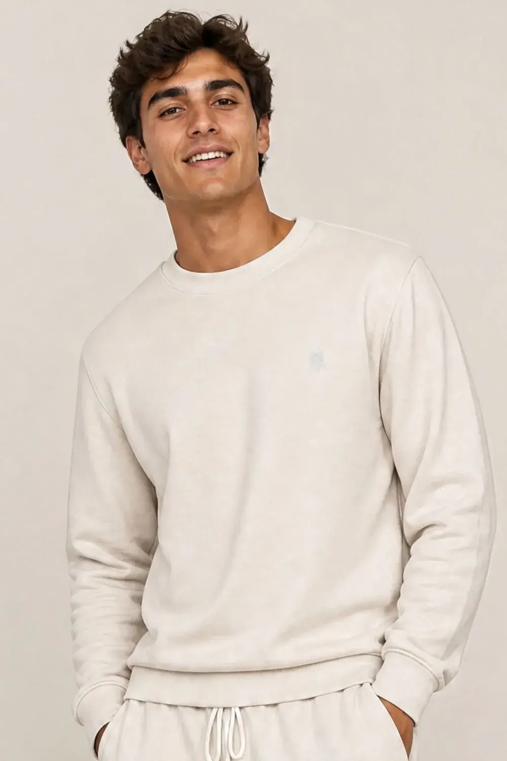 Blusa Moletom Confortável Gola Careca Polo Wear Off White
