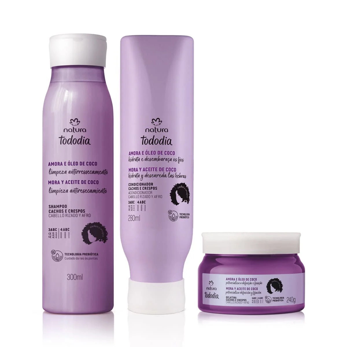Kit Cachos e Crespos Tododia Amora e Óleo de Coco (3 produtos) — imagem 1