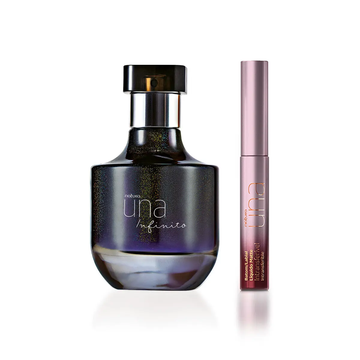 Kit Desodorante Perfume Una Infinito + Batom Líquido Matte Intransferível Una Vinho 2 produtos