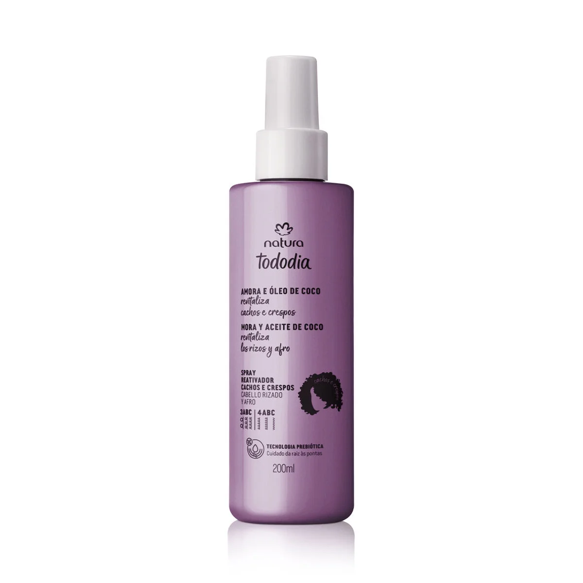 Spray Reativador Cachos e Crespos Tododia Amora e Óleo de Coco 200 ml — imagem 1