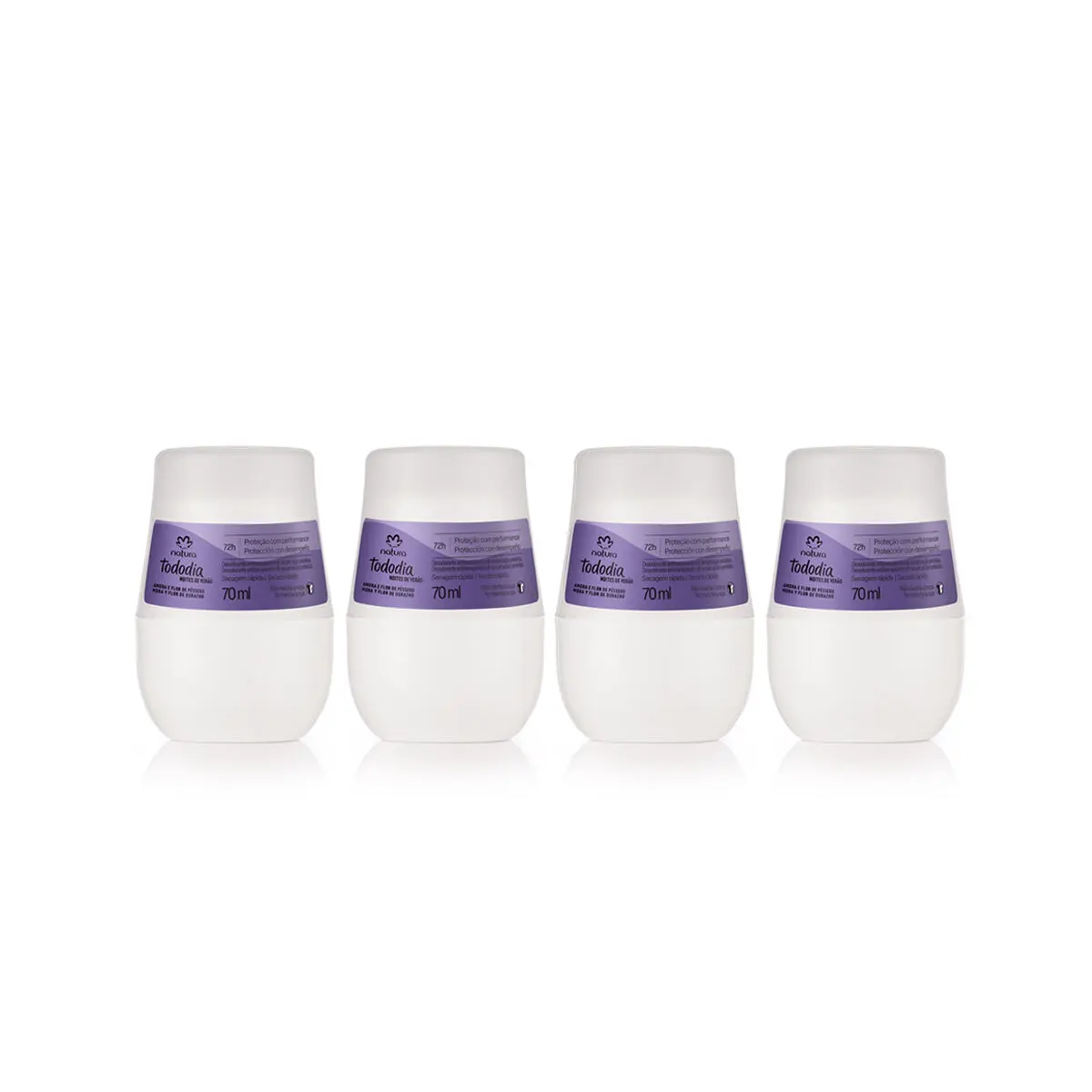 Kit Desodorantes Roll-on Tododia Amora e Flor de Pêssego 4 produtos de 70 ml