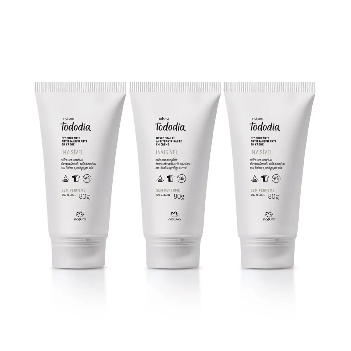 Kit Desodorante Antitranspirante em Creme Tododia Sem Perfume (3 unidades)