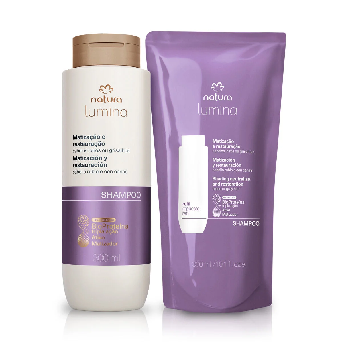 Kit Lumina Matização e Restauração Shampoo e refil (2 produtos) — imagem 1