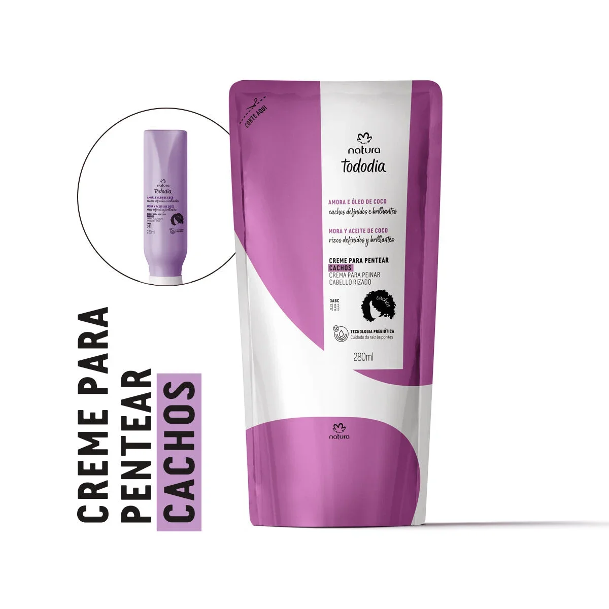 Refil Creme para Pentear Cachos Tododia Amora e Óleo de Coco 280 ml — imagem 1