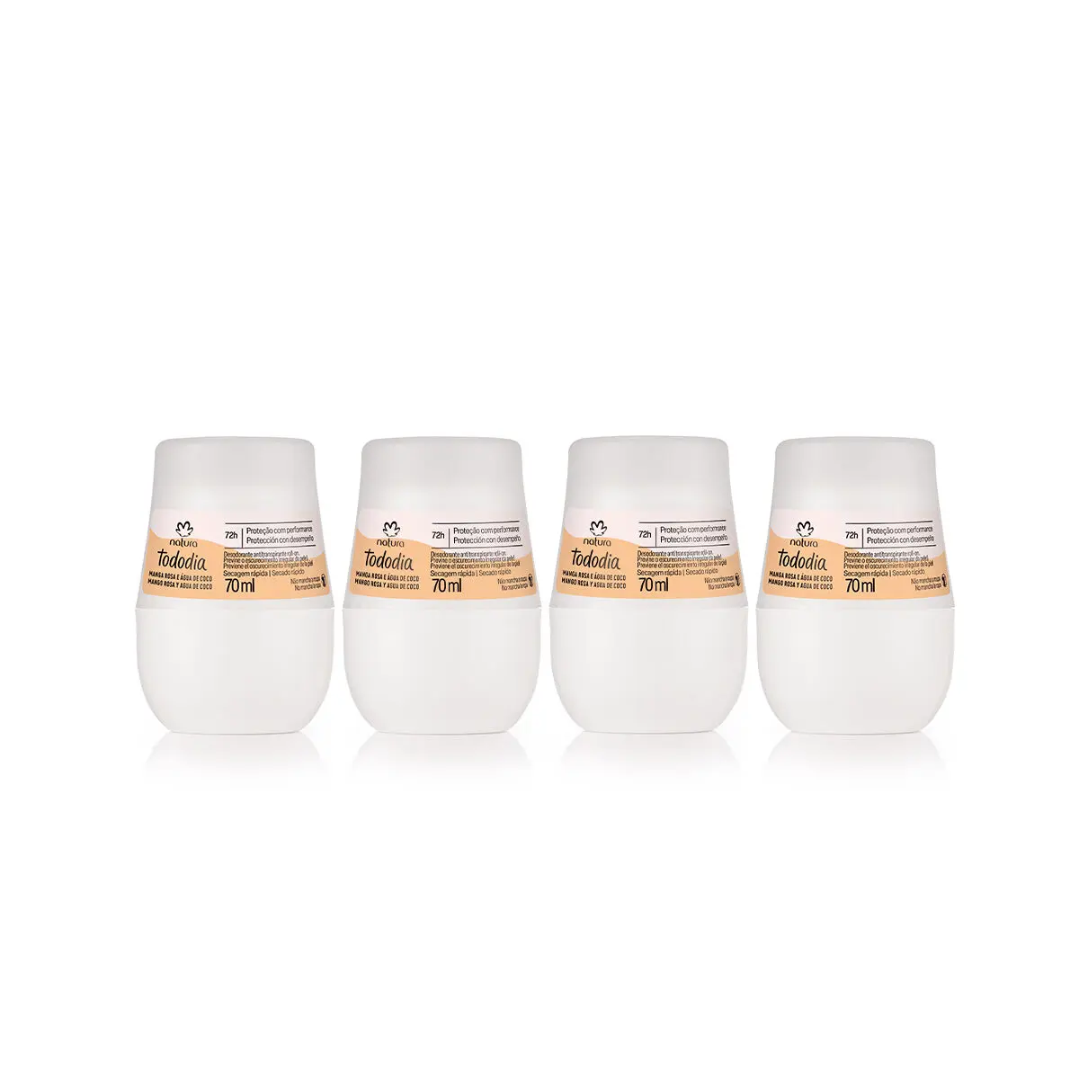 Kit Desodorantes Roll-on Tododia Manga Rosa e Água de Coco 4 produtos de 70 ml
