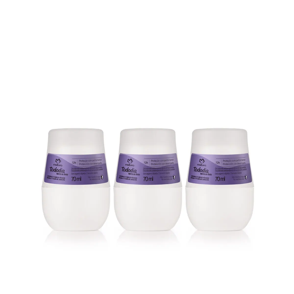 Kit Desodorantes Roll-on Tododia Amora e Flor de Pêssego 3 produtos de 70 ml
