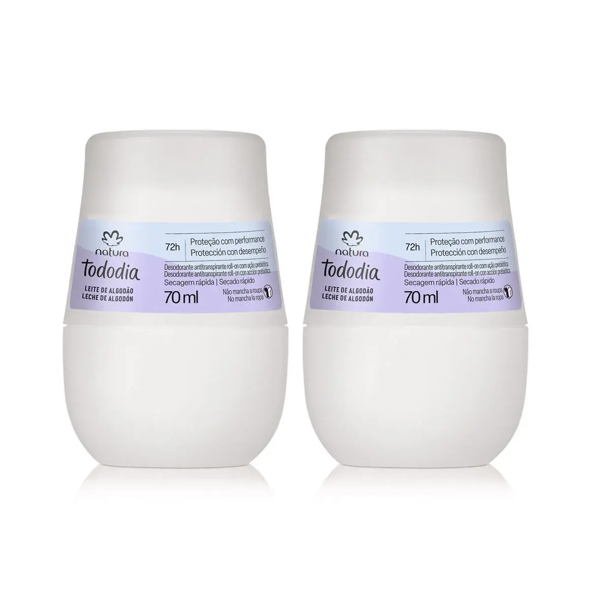Kit Desodorante Antitranspirante Roll-on Natura Tododia Algodão (2 unidades)