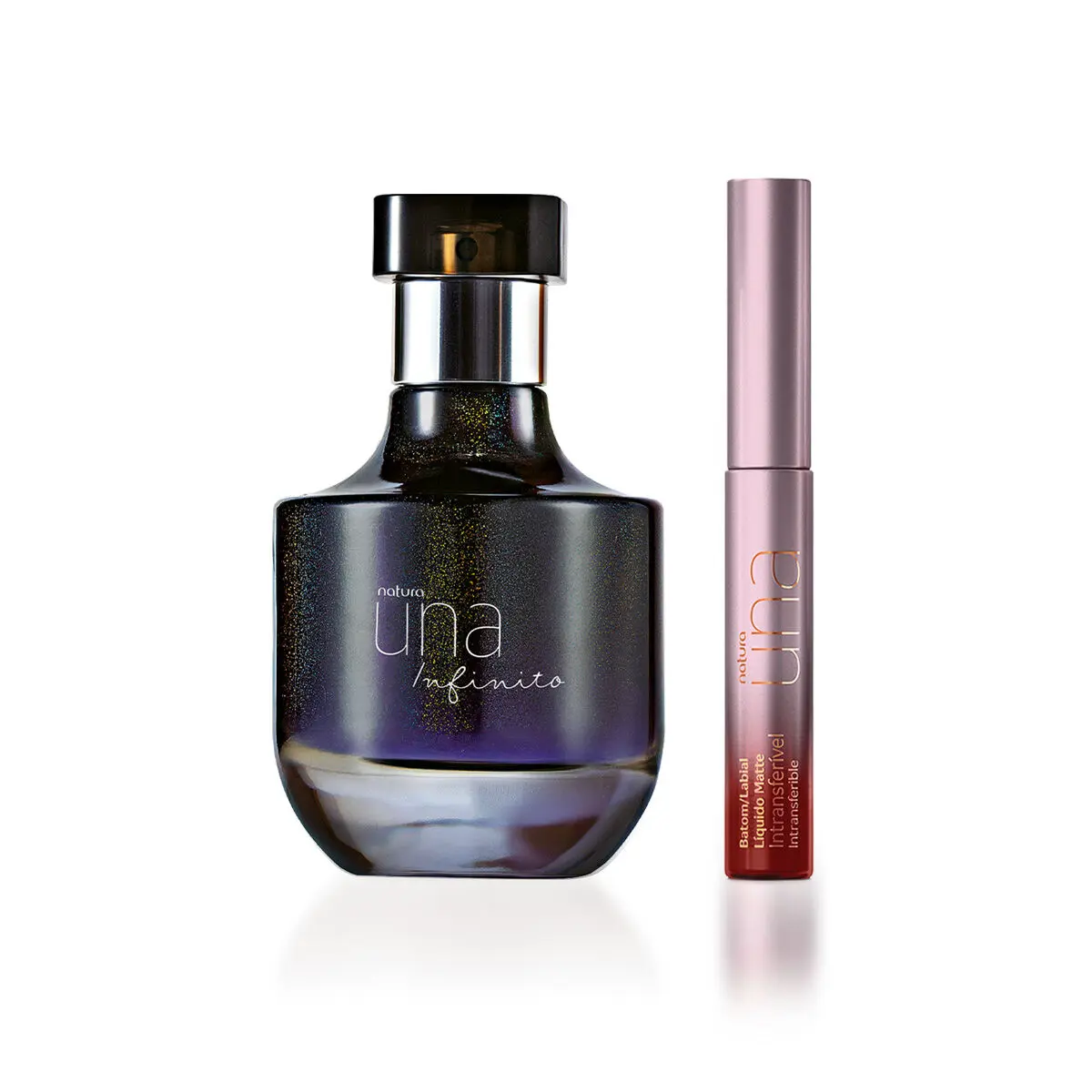 Kit Desodorante Perfume Una Infinito + Batom Líquido Matte Intransferível Una Vermelho 2 produtos