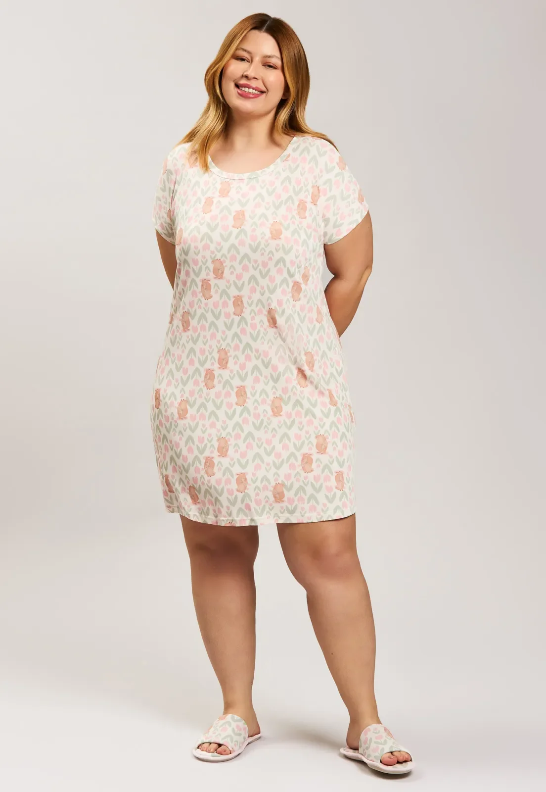 Camisola Plus Size De Microfibra Baunilha — imagem 1