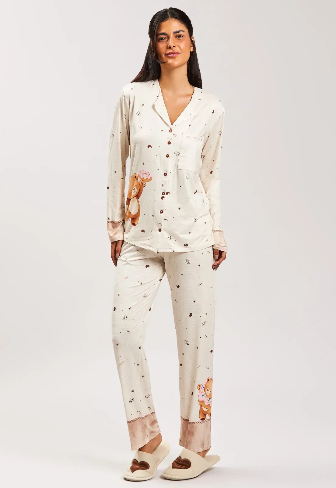 Pijama Americano Longo De New Skin Baunilha