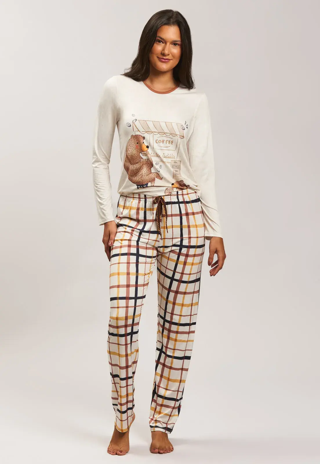 Pijama Blusa Longa Calça De New Skin Baunilha
