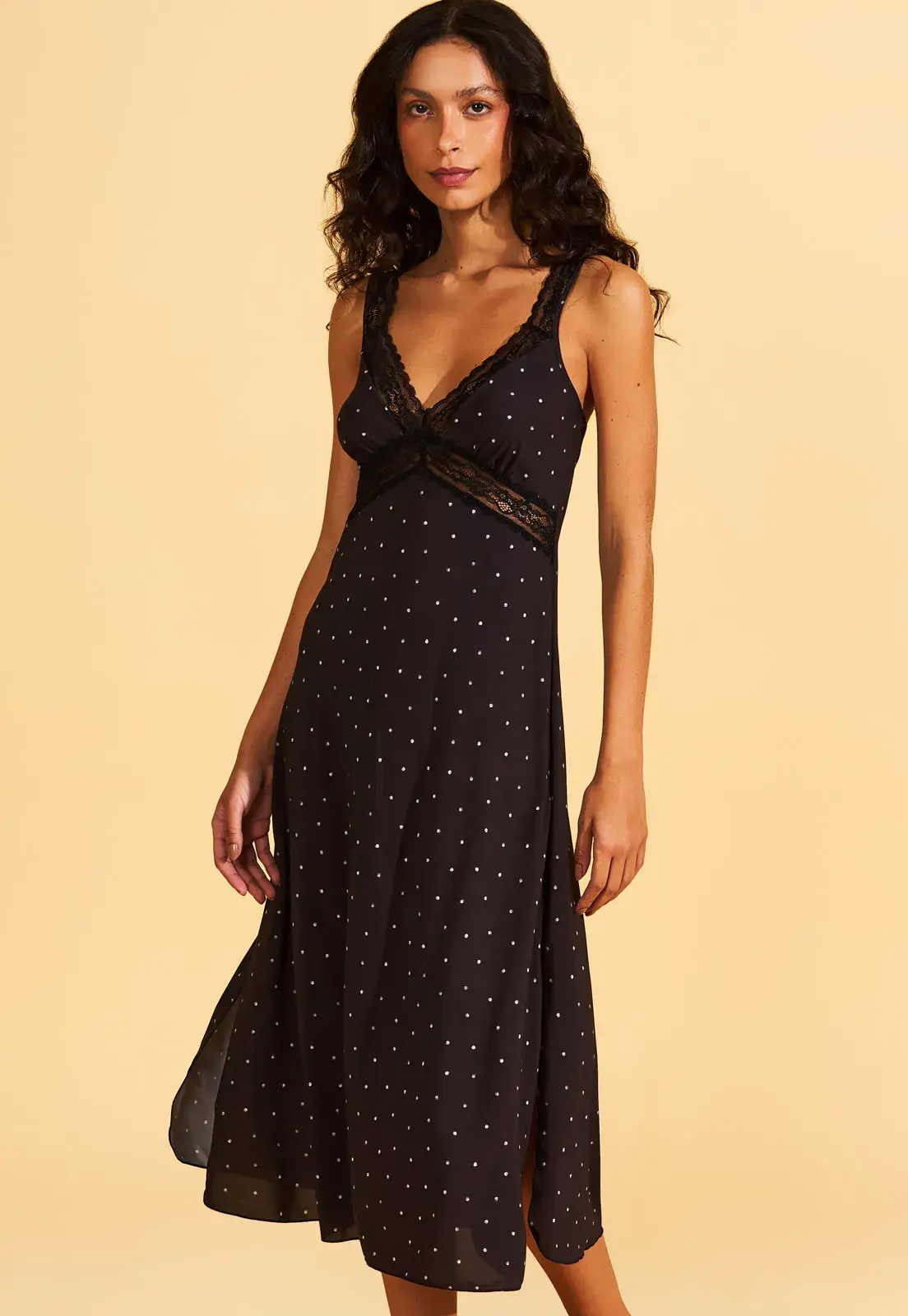 Slip Dress De Alça Midi Silk Skin Recco