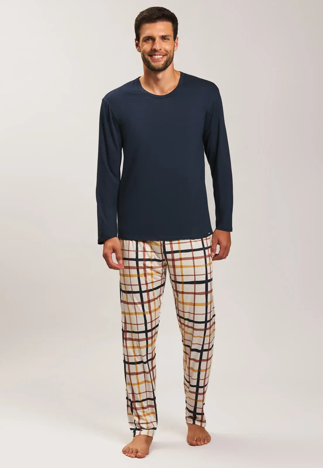 Pijama Longa Viscose Com Calça De New Skin Baunilha