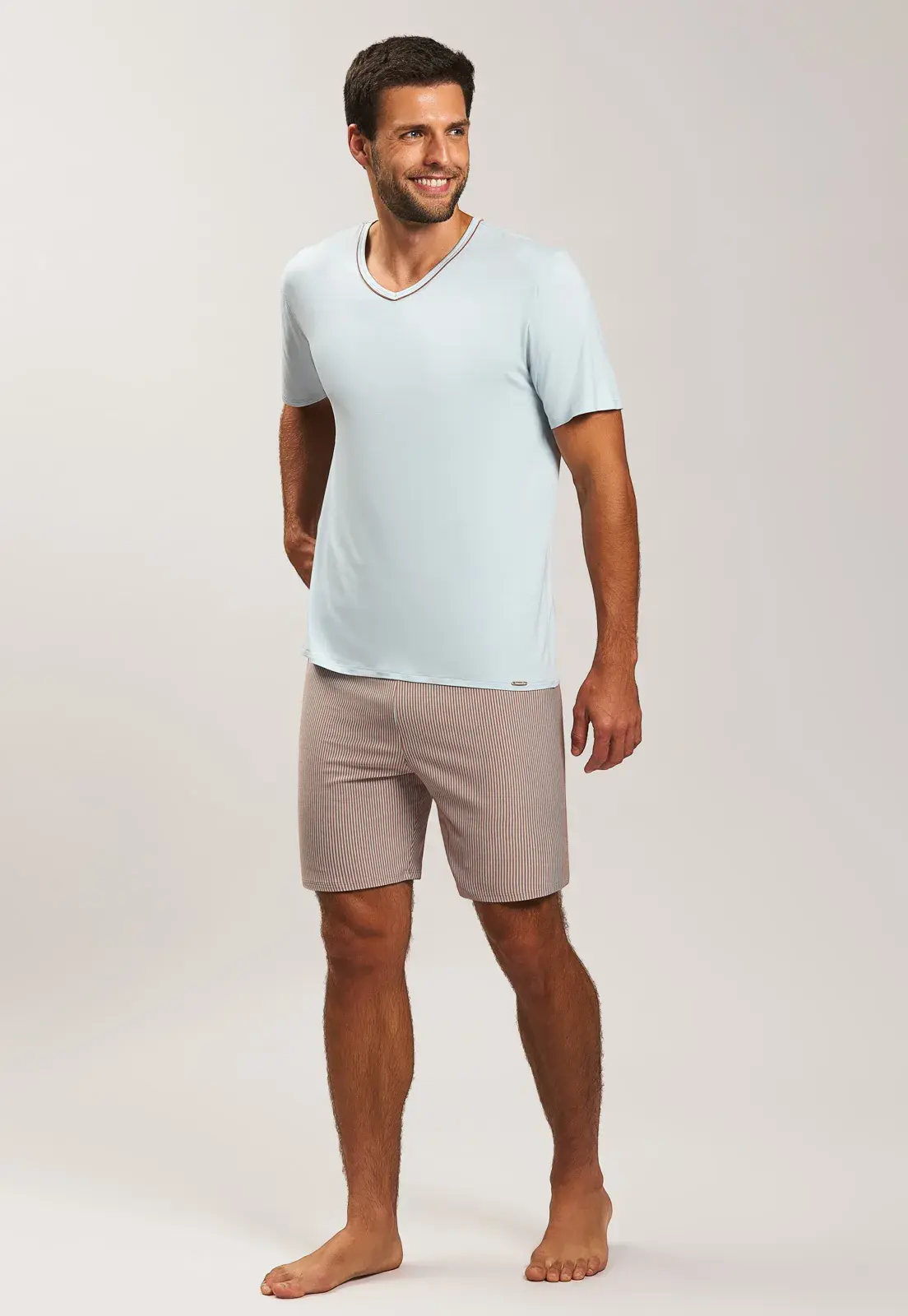 Pijama Blusa Curta Com Shorts Viscose Baunilha
