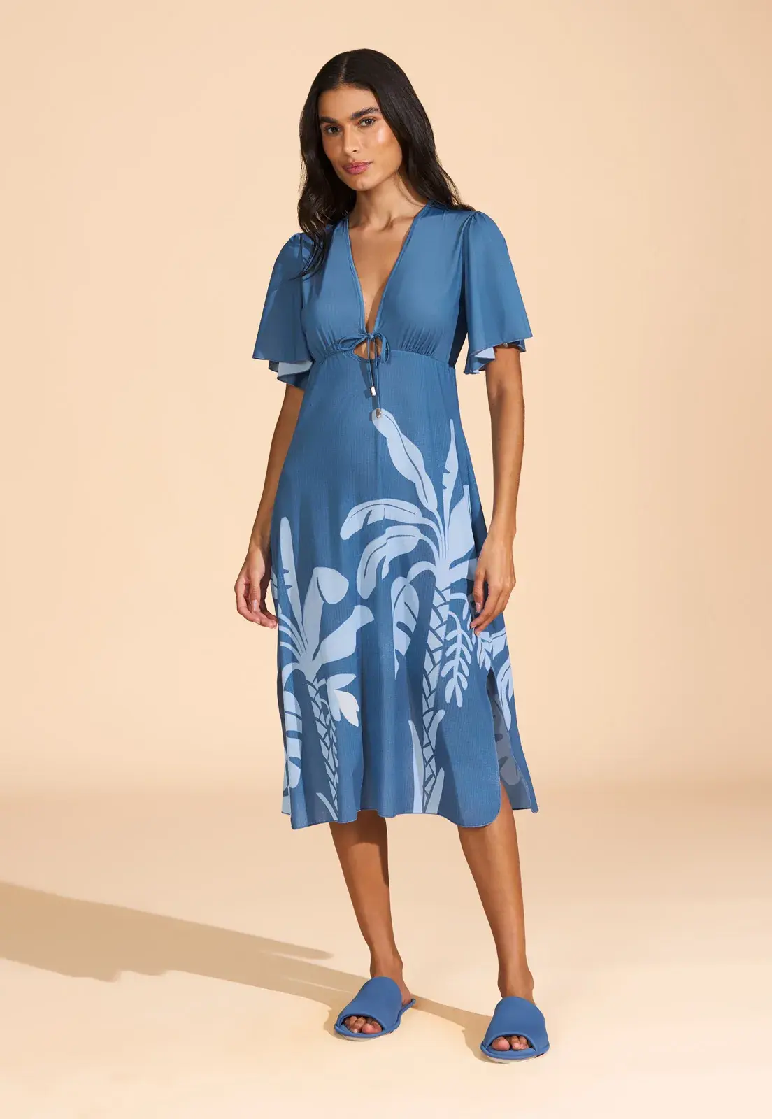 Caftan Midi com Manga Curta Supermicro Recco