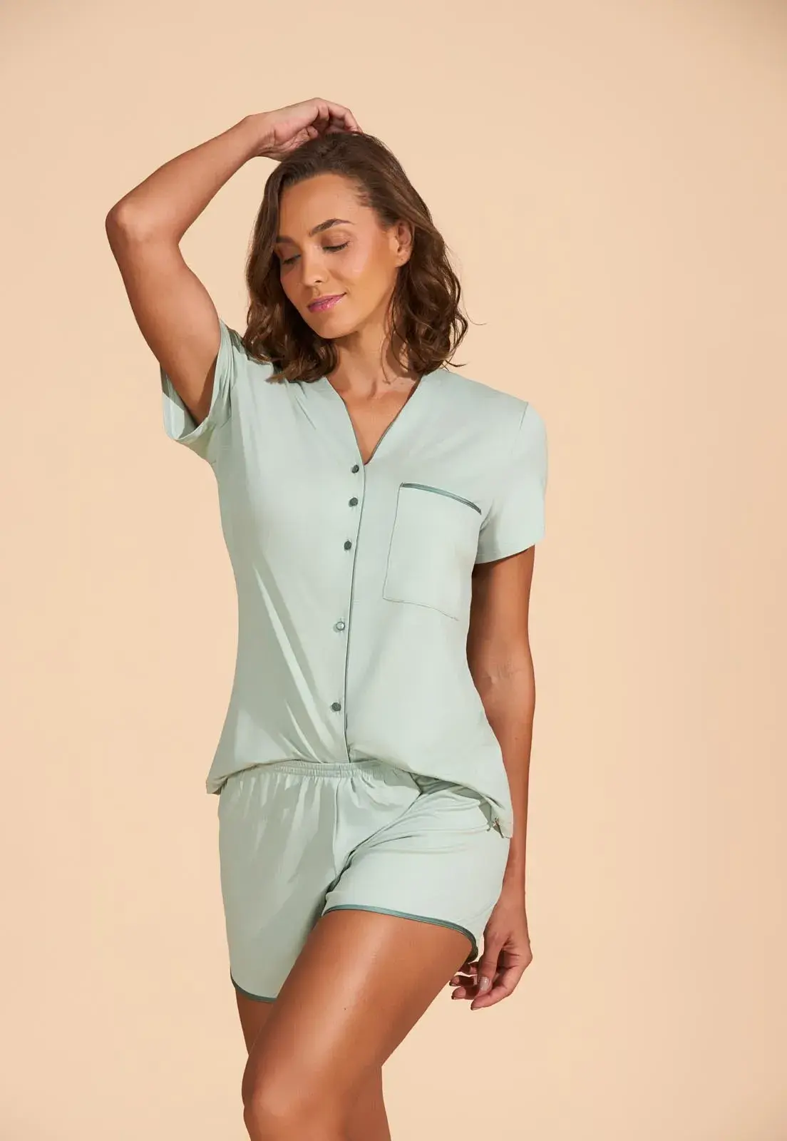 Pijama Aberto Curto Viscose Stretch Recco